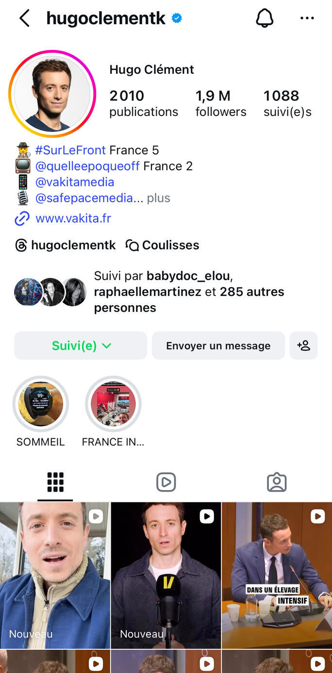 Hugo Clément Insta